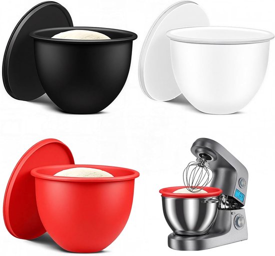 3 stuks siliconen inzetstukken met deksel voor KitchenAid keukenmachine Tilt-Head 5 kwart siliconen kom geschikt voor levensmiddelen -40 °C tot 240 °C, magnetron-, vaatwasser- en koelkastbestendig