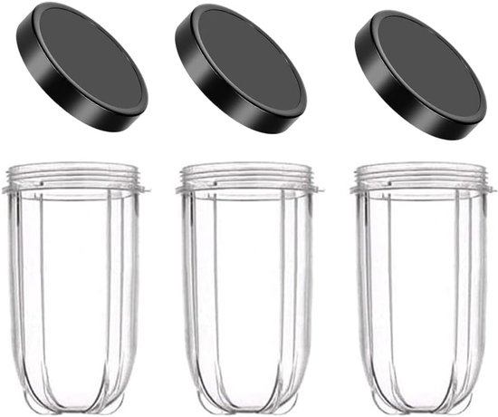3 Stuks Vervangende Bekers met Deksel voor 250W Blender en Juicer, 16OZ, Geschikt voor Keukenaccessoires en Smoothies