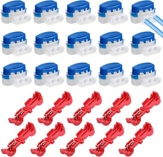 30 stuks aansluitklemmen voor robotmaaier, 20 stuks kabelconnectoren met 10 aansluitklemmen, waterdichte kabelklemmen, accessoires voor robotmaaier