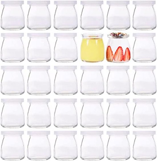 30 Stuks Yoghurtglazen met Deksel - Inmaakpotten voor Desserts en Gerechten - 200 ml van Matana
