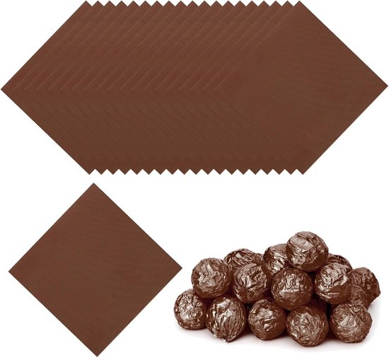 3,15 Inch Folie Snoep Wrappers, 100 Stks Chocolade Inpakpapier voor Zelfgemaakte Karamel DIY Snoepjes Decoratie Chocolade Cake Verpakking, Lichte Koffie