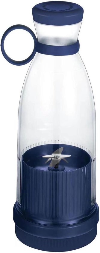 350 ml USB oplaadbare draagbare blender - reizen persoonlijke blender sapcentrifuge - 6 messen - sportschool kantoor - blauw van Merkloos