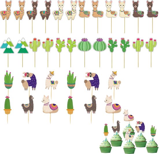 36 Cupcake Toppers met Dierenthema, 18 Stijlen Taartdecoratie van Dik Karton voor Cupcakes Cheesecake IJs Dessert Verjaardag Feest en Tafelversiering, Herbruikbare Decoratieve Caketoppers