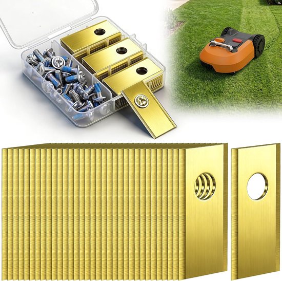 36-Goud delige vervangingsmessenset compatibel met WORX WA0190 Landroid – Robotmaaier-messen, 36 schroeven met lijmcoating, roestvrijstalen vervangingsmessen voor grasmaaiers – Betrouwbaar