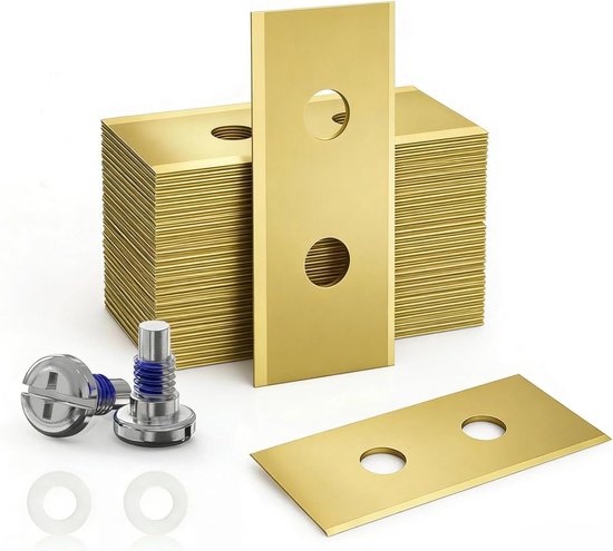 36 Reservemesjes voor Mammotion Luba, Luba 2, Luba 3, Yuka, Luba Mini & Yuka Mini, 0,9 mm RVS met Titaniumcoating, met Schroeven, Onderleggers, Opbergdoos