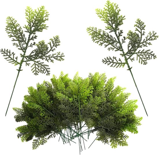 36 Stuks Kunstmatige Denn takken, Groenblijvende Dennen takken voor Kerstdecoratie, DIY Accessoires voor Simulatie van Dennen en Sparren van Merkloos