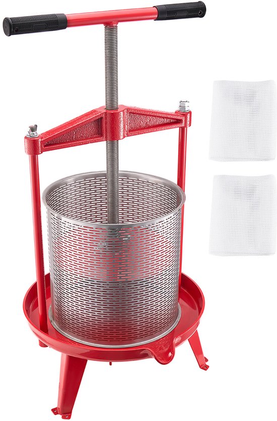 3,69 Gal/14L Handmatige Fruitwijnpers, Roestvrijstalen Mand met Dwarsbalk en Stabiel Driehoekig Ontwerp, Sapmachine voor De Bereiding van Cider, Appel, Druiven en Tinctuur In Thuiskeukens van Merkloos