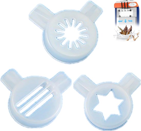 3accessoires voor de doseerkap van een softijsautomaatOnderdelen voor ijsmachines3combineren1Sierlijke hoes in de vorm van een zespuntige sterSneeuwvlokvormig deksel, sandwichvormig deksel,29 mmbinnendiameter