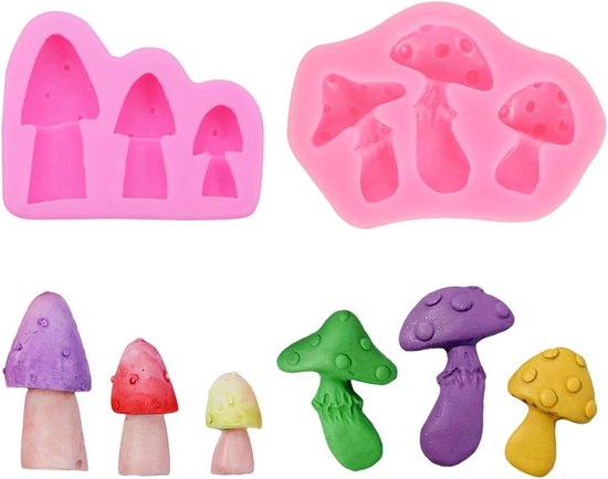 3D Paddenstoel Silicone Mallen voor Taart en Cupcakes - Perfect voor Chocolade, Fudge en Snoep Decoratie - Set van 2 Stuks