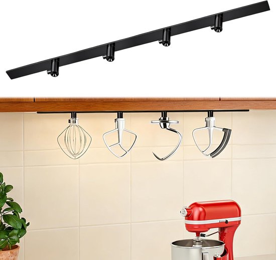 4-delige blender accessoires houder voor het opbergen van garde, platte roerders en deeghaken - ideaal voor keukenorganisatie en efficiëntie (Zwart)