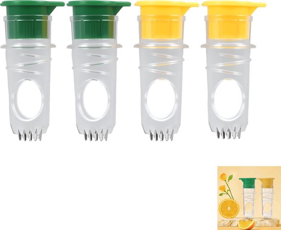 4-delige Citroensapcentrifuge - Handmatige sapcentrifuge - Draagbare fruitpers - Eenvoudig te gebruiken - Ingebouwde filter - Gemakkelijk sap maken - Geschikt voor keuken, cocktails en verse sap extractie - Groen, geel