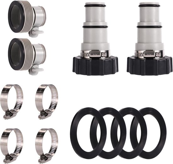4-delige Pole Hose Adapter Kit met Klemring, Type A & B Conversieconnector voor Intex Pomp Slangen en Boven Grond Zwembaden