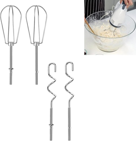 4-delige Set RVS Roeraccessoires: Garde, Deeghaken en Turbo Riser - Vervangonderdelen voor Keukenmachines, Bakaccessoires en Kookgerei