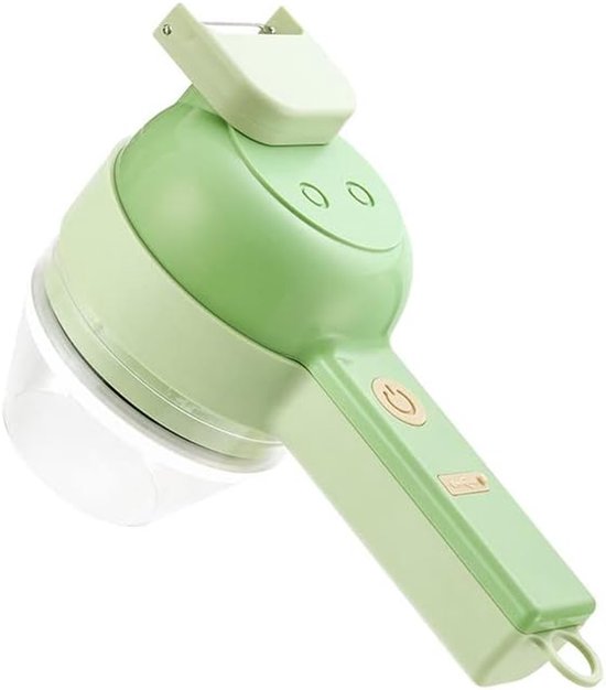 4-in-1 handmatige groentesnijderset, draadloos, knoflookslamstamper met borstel voor knoflook, peper, chili, uien, selderij, gember, vlees