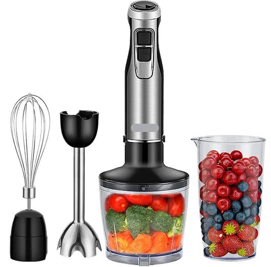 4-in-1 Krachtige Staafmixer - Staafmixer set - Blender - Hakmolen & Smoothiebeker - 1200W - Hand Blender