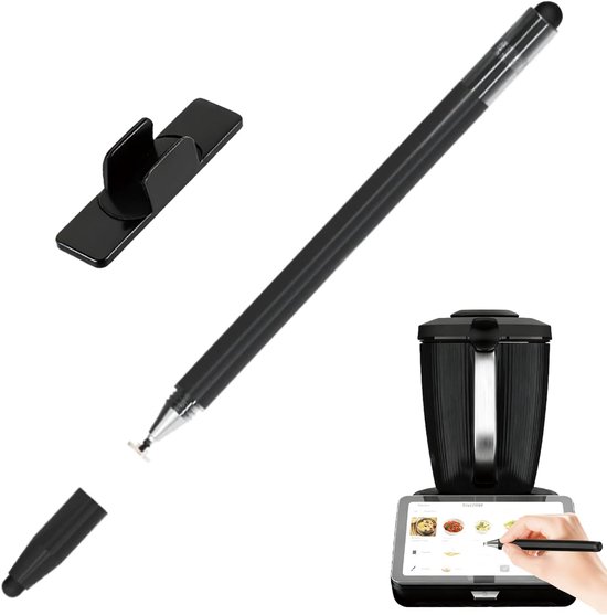 4-in-1 styluspen compatibel met Thermomix TM7/TM6/TM5, TM7 accessoires voor eenvoudige bediening en schoon display, stylus pen en soft touch (zwart, met houder)