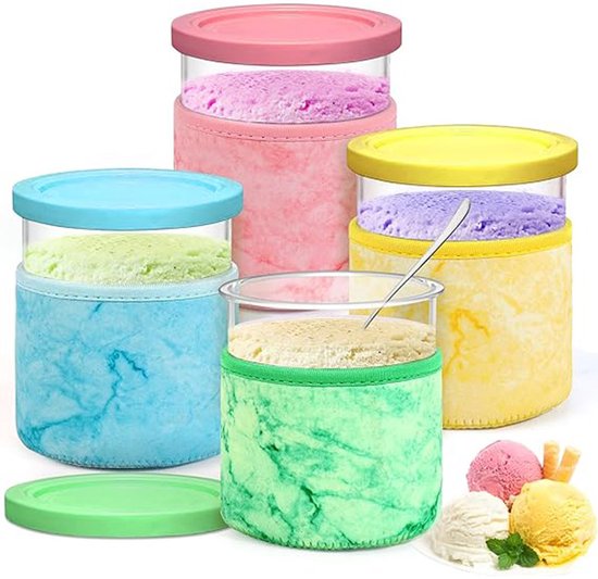 4-pack - Beker mouw voor Ninja-ijsbekers - herbruikbare neopreen ijs hoezen - voor Ninja Creami Deluxe NC500-serie (24 oz) van Merkloos