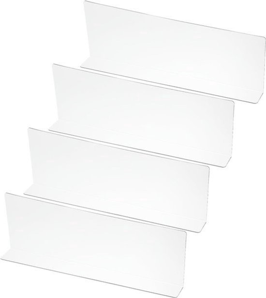 4-pack plankverdelers voor kastorganisatie, 13,8 x 1,6 x 4,8 cm acryl kasten separator keukenkast planken onder bed blokker voor slaapkamer keuken kantoor, helder van Merkloos