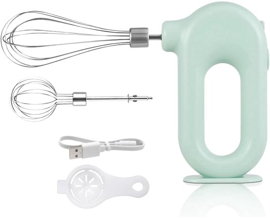 4-snelheden elektrische handmixer, mini 4-snelheden instelbare draadloze USB oplaadbare elektrische mixer, draagbare handmixer, 1500mAh eierklopper (groen) van Merkloos