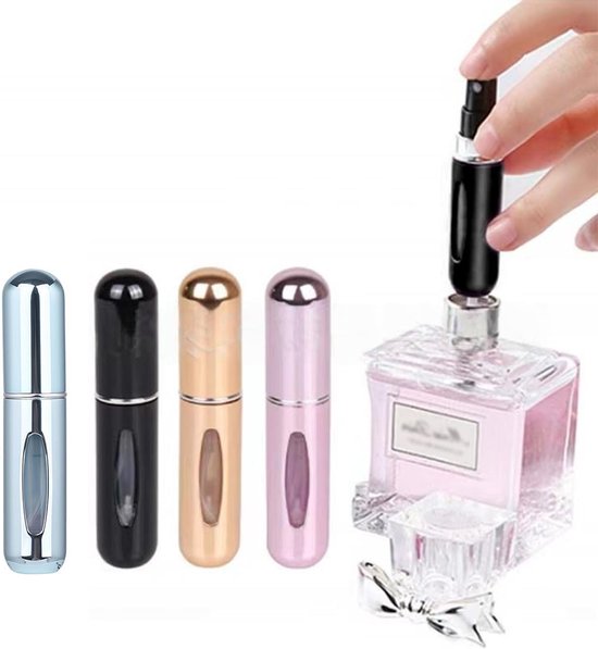 4 Stuks 5ml Navulbare Parfumverstuiver, Draagbare Mini Sprayfles voor Reizen, Perfect voor Wandelen en Uitgaan van Merkloos