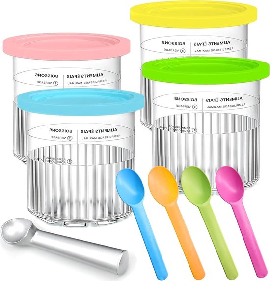 4 stuks Creami containers voor de Ninja Creami ijsmachine - accessoires voor NC500 NC501 - BPA-vrij van Work Remarkable