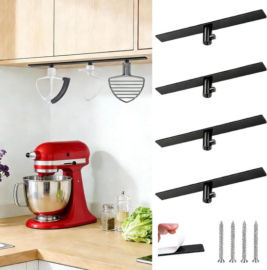 4 Stuks Houder voor Kitchenaid Blender Accessoires, Organizer voor Keukenaccessoires, Haak voor Opberging van Keukenhulpstukken, Zwart van Merkloos