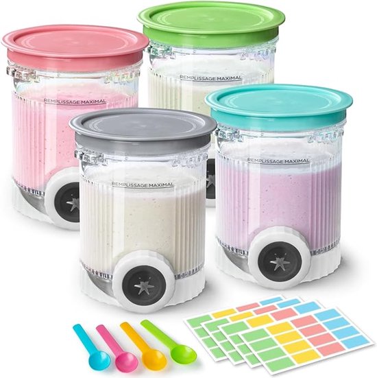 4 Stuks IJscontainers - Ice Cream Containers - Ijsbekers met Afsluitdop - Compatibel met Ninja NC700/NC701 - BPA Vrij - Luchtdicht & Lekvrij - Vaatwasmachine - Stapelbaar - Voor Thuis