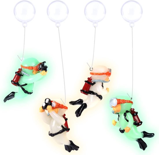 4 Stuks Luminous Duiker Aquarium Decoraties, Drijvende Glow in The Dark Accessoires voor Vis Tank, Schattige Decoratie voor Onderwateromgeving (2 Groen, 2 Wit) van Merkloos