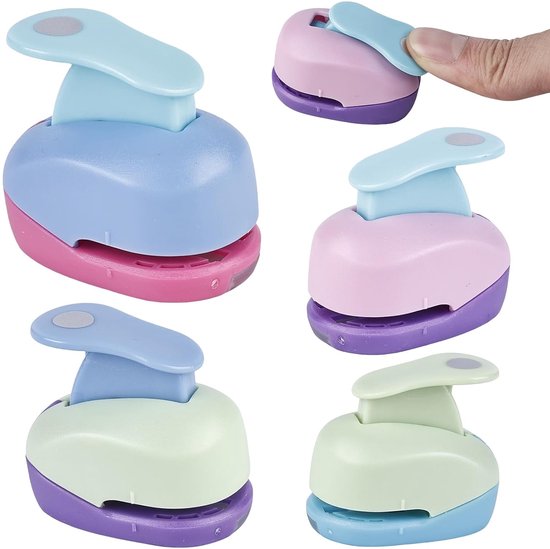 4 stuks papieren stansmachine, mini-ronde stansmachine voor geschenken, doe-het-zelf, scrapbooking, foto's, wenskaarten (9 mm, 16 mm, 25 mm, 38 mm)