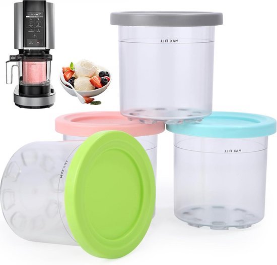 4 stuks zelfgemaakte ijshouders voor Ninja Creami - BPA-vrij en vaatwasmachinebestendig - compatibel met NC299AMZ en NC300s - ijsmachine accessoires van Ceniprime