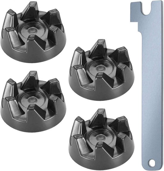 4 x koppeling 9704230 - koppelingshouder - blender - rubberen koppeling met sleutel - compatibel met KitchenAid modellen KSB52 - KSB5 - 5KSB52 - 5KSB5 - vervangingsonderdelen voor keukenmachines van Merkloos