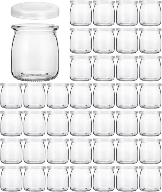 40 Stuks Glazen Yoghurtpotjes met Deksel - Herbruikbare Pudding Potten 200ml voor Jam, Honing en Cadeautjes van Luxetastic