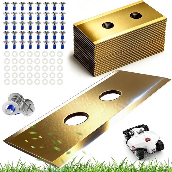 40 stuks titanium reservemesjes, reservemessen voor alle Mammotion Luba en Yuka serie robotmaaiers, reservemessen voor robotmaaiers, duurzaam, schroeven met zekering
