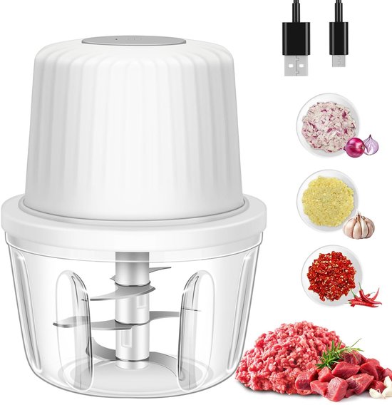 400 Ml Elektrische Knoflookhakker - Knoflookmolen Met 6 Messen Mini-Groentehakker - Draagbare Usb-Foodprocessor Voor Gember Chili En Fruit van NCRealher