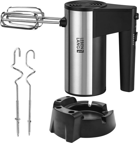 400 W Handmixer met 5 Snelheden en Turbo - Incl. Staande Houder en Roestvrijstalen Haken van Merkloos