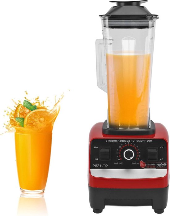 4500 W Multifunctionele Keukenblender - Professioneel- 528 Oz Glazen Kan - Hoge Snelheid 30000 RPM - 15 Functies - Puree Shakes Smoothies . van Merkloos