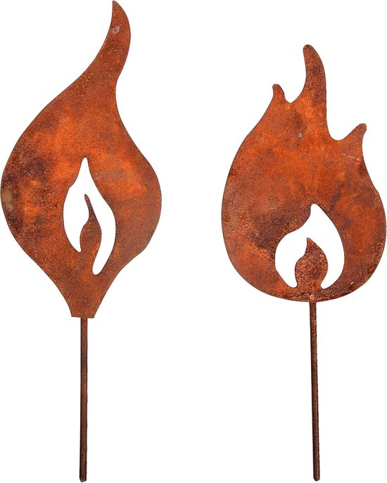 46553638 metalen vlammen om in te steken, koper, 2 designs, 13 + 15 cm, SB-Btl 2 stuks, normaal