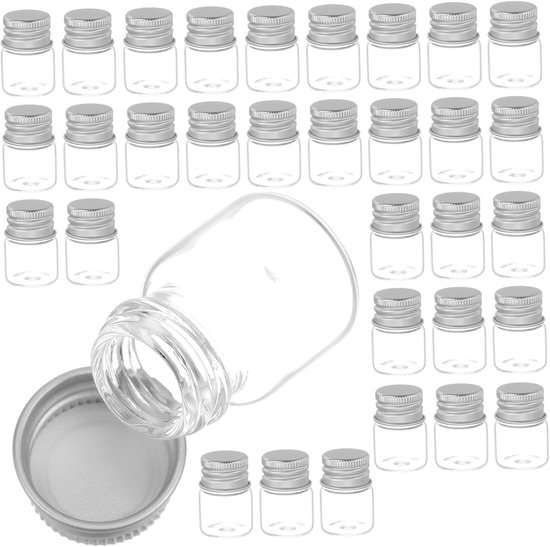 48 Stuks Transparante Kleine Glazen Flesjes Met Aluminium Luchtdichte Mini Vial Containers Voor Cosmetica Reizen DIY Creaties Lekvrije Sample Bottles