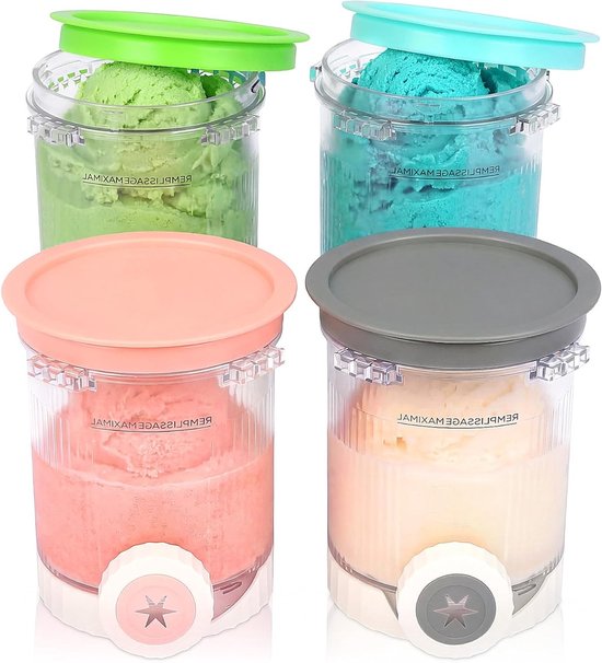 480 ml container voor Ninja Swirl Creami, ijshouder voor ijsmachine, BPA-vrij, vaatwasmachinebestendig, set van 4, perfect voor zelfgemaakt ijs en sorbet van Merkloos
