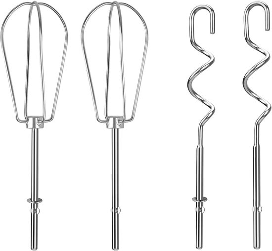4pcs Whisk Tools Hand Mixer Replacement Kneading Hooks and Whisk Stainless Steel Hand Mixer Accessories Compatible - ShopVlot