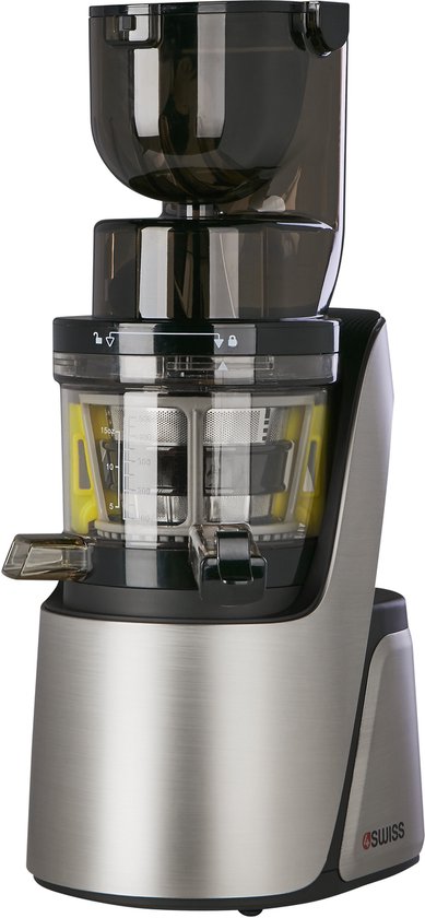 4SWISS Slow Juicer Swan BM105 Platinium Silver, Aantrekkelijk ontwerp, 400 W, 32 tpm, Reverse-functie, XXL-opening van 4SWISS