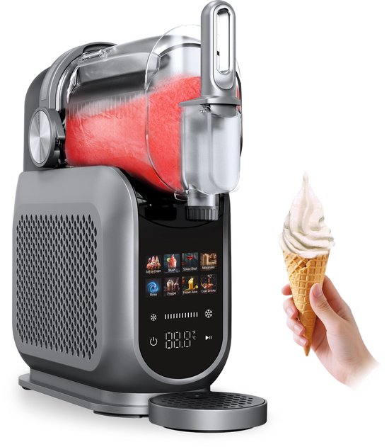 4SWISS SM026 SlushieMaster - IJsmachine - 220 W - voor Slushy/Slushie/Drankjes/Granita - 1,8 l - 7 Standen - Grijs van Merkloos