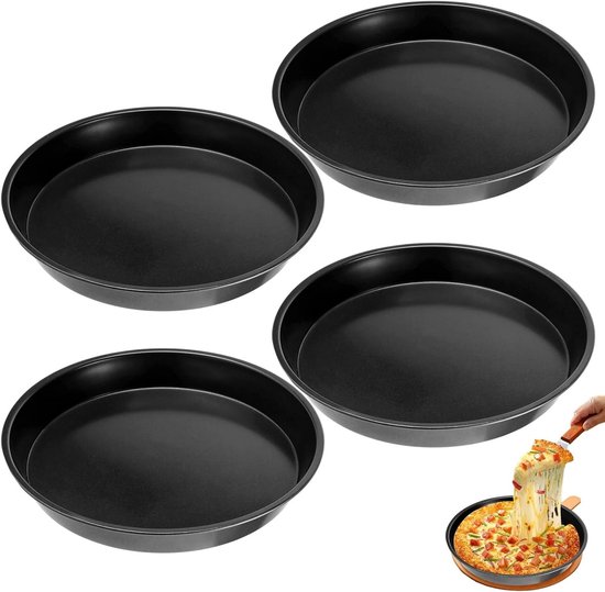 4x Ronde Bakplaat 28 cm met Antiaanbaklaag van Carbonstaal