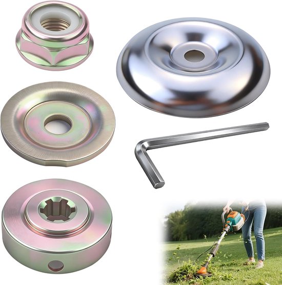 5-delig Reparatieset voor bosmaaier, metalen moeren en adapter voor messen, bevestigingsplaten en adapter voor grasmaaiermesjes