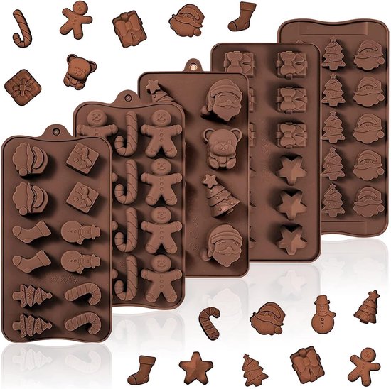5-delige silicone mallen voor kerst, chocolade, zeep en snoep - Herbruikbare bakaccessoires voor de keuken van Merkloos
