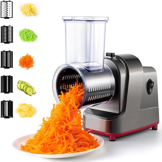 5-in-1 Elektrische Groenterasp met 250 W Motor - Groentesnijder, Hakmolen en Kaasrasp van Merkloos
