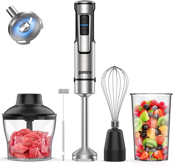 5-in-1 Staafmixer - Roestvrij Staal - Krachtige 1000 W Motor - Turbo Functie - Voor Kookliefhebbers