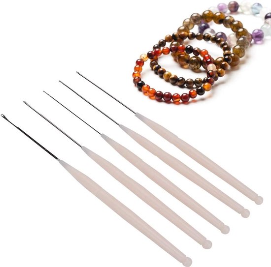 5 stuks kralennaalden, grote ogen parelnaalden met handvat haak gereedschap sieraden accessoires voor het maken van rocailles sieraden