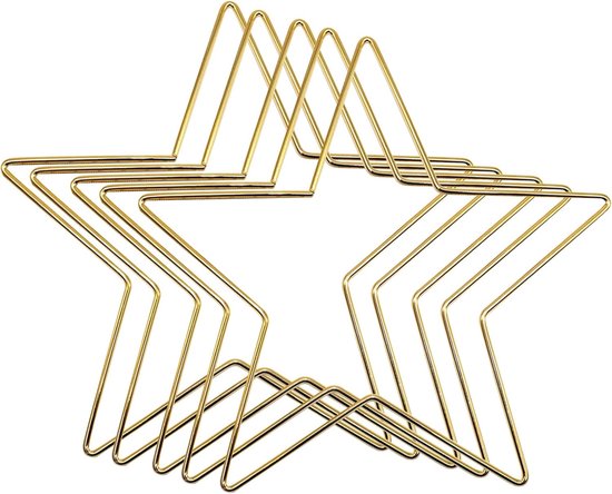 5 stuks metalen ring om te knutselen, hart/maan/vijfhoek droomvangers en DIY kerstambachten, voor bruiloftskrans, droomcatcher (vijfpuntige ster (50 mm * 5), goud)