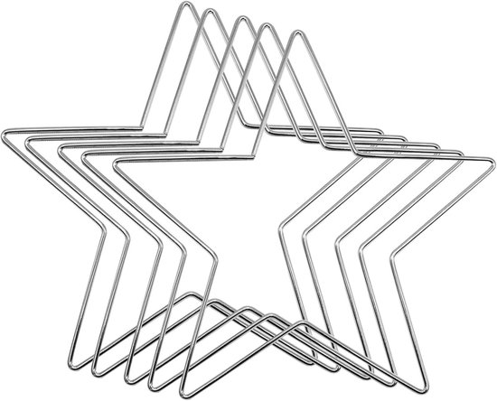 5 stuks metalen ringen om te knutselen, hart/maan/vijfhoek dromenvanger en doe-het-zelf kersthandwerk, voor bruiloftskrans, dromenvanger (vijfpuntige ster, 200mm, wit)